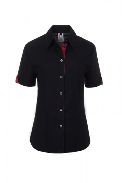 Ladies blouse Rica_Black Edition in black with cherry red