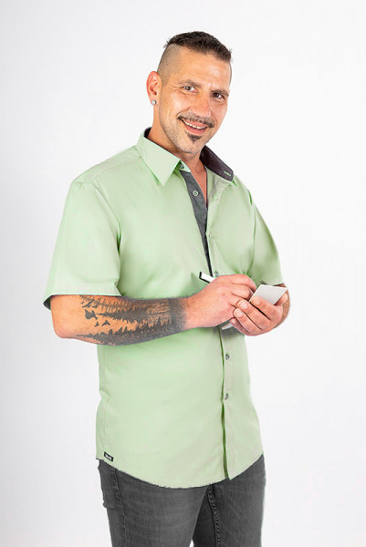 Unicolor performance business shirt Rike_Jeans Edition in great solid colors, set off with sturdy denim fabric
